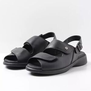 WOLKY Nimes Black Leather Extra Supportive Sandals 42/11